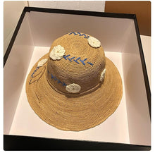 Load image into Gallery viewer, Straw Hat Female Summer Embroidery Flowers
