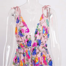 Загрузить изображение в средство просмотра галереи, Sleeveless Floral Sequined Pink Sexy Party Dress - Jane&#39;s Island
