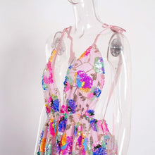 Cargar imagen en el visor de la galería, Sleeveless Floral Sequined Pink Sexy Party Dress - Jane&#39;s Island
