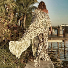将图片加载到图库查看器，2021 Boho Sexy Leopard Chiffon Bathing Suit Cover-ups Plus Size - Jane&#39;s Island

